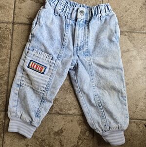 VTG Little Levis 3T Acid Wash Elastic Jeans READ